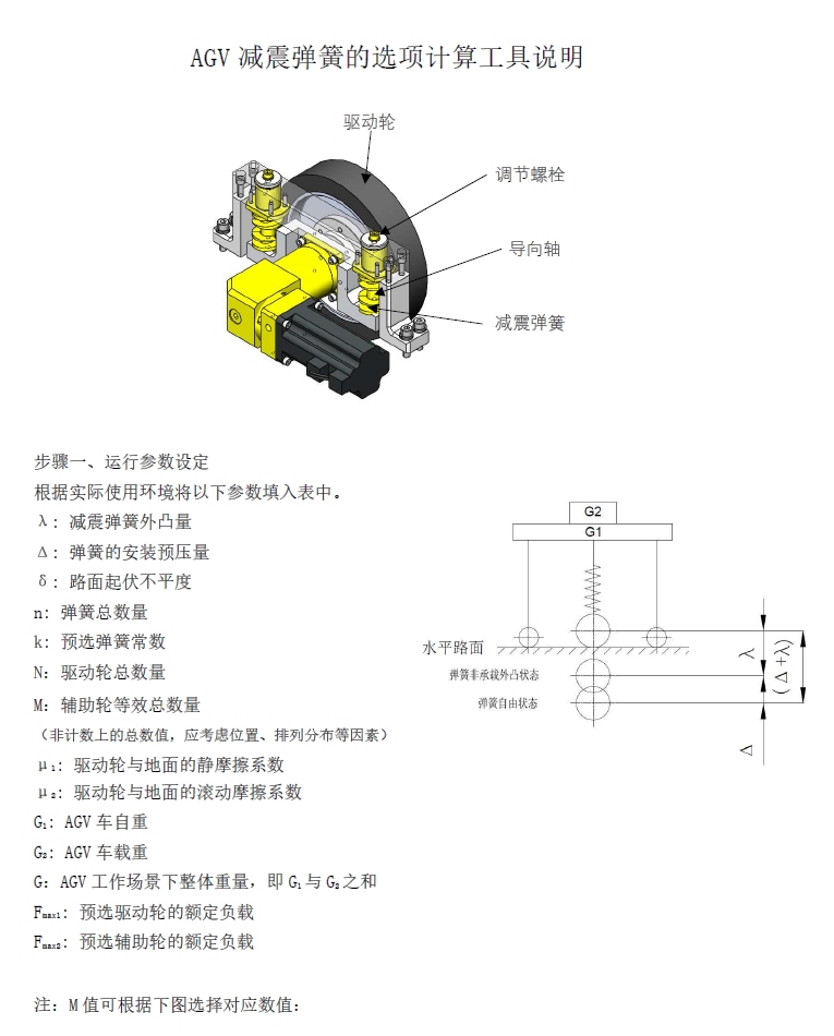 AGV减震弹簧的选项计算工具说明1